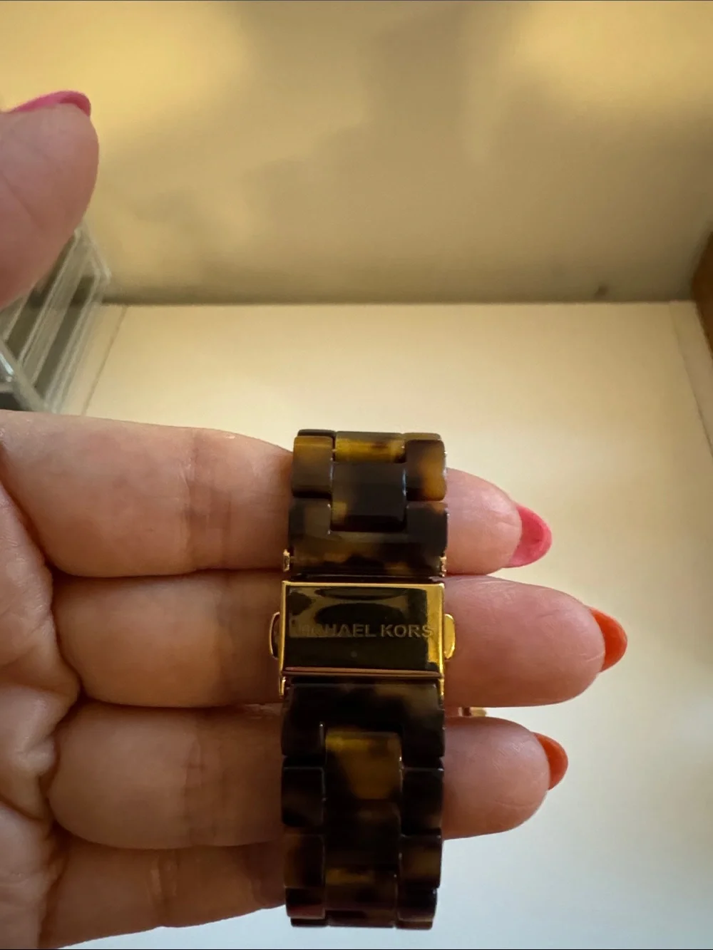 Michael Kors Brown Tortoise Shell and Gold Tone Crystal Watch